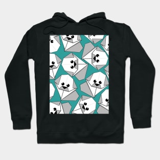 Origami Puppy Teal Hoodie